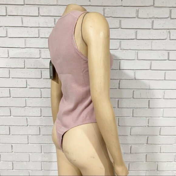 AllSaints Alysia Zip‑Front Pink Bodysuit – NWT, Fitted, Statement  Top - Picture 6 of 8